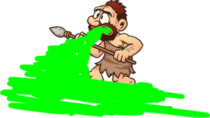 Cartoon Caveman With Spear PNG Image