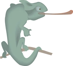 Cartoon Chameleon Extended Tongue PNG Image