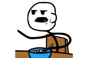 Cartoon Character Eating Cereal PNG image with transparent background