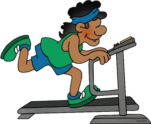 Cartoon Character Runningon Treadmill PNG Image