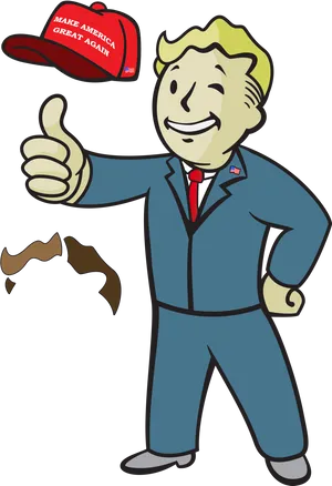 Cartoon Character Thumbs Up M A G A Hat PNG Image