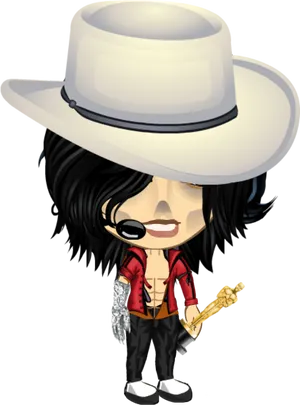 Cartoon Character With Fedora Hat PNG Image