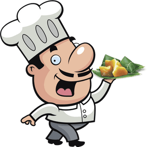 Cartoon Chef Serving Dish PNG with transparent background
