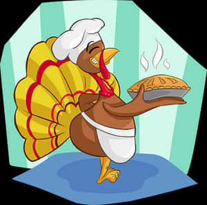 Cartoon Chef Turkeywith Pie PNG image with transparent background