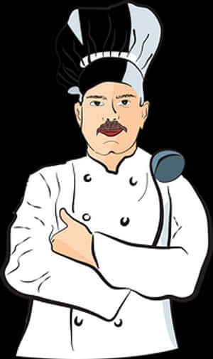 Cartoon Chef With Spoon PNG with transparent background