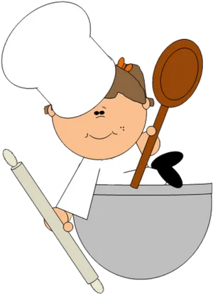 Cartoon Chef With Utensils PNG Image