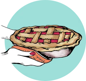 Cartoon Cherry Piein Hand PNG Image