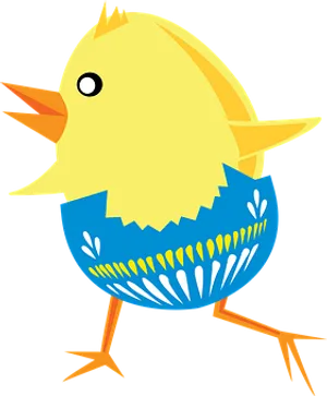 Cartoon Chick Hatching From Egg PNG Image