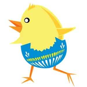 Cartoon Chick Hatching From Egg PNG Image