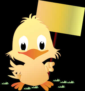 Cartoon Chick Holding Sign PNG