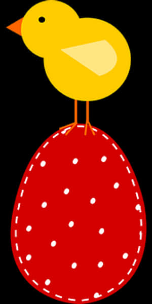 Cartoon Chick On Red Egg PNG