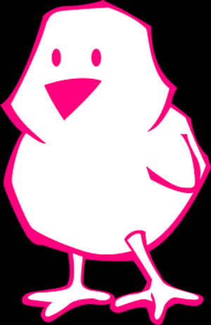 Cartoon Chick Outline Pink White PNG