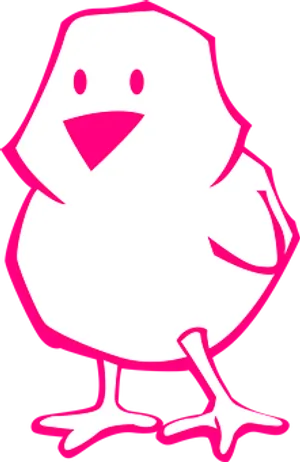 Cartoon Chick Outline Pink White PNG Image