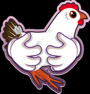 Cartoon Chicken Sticker PNG image with transparent background