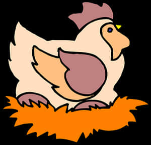 Cartoon Chickenin Nest PNG image with transparent background