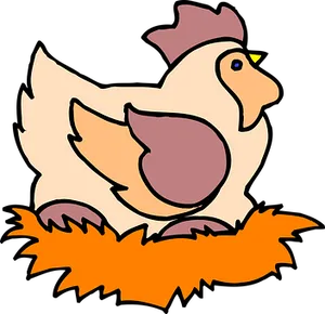 Cartoon Chickenin Nest PNG Image