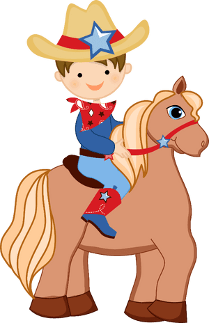 Cartoon Child Cowboyon Horse PNG image with transparent background