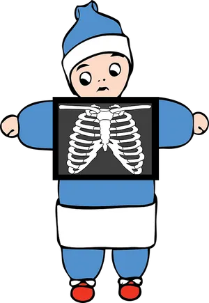 Cartoon Child Holding Xray PNG Image