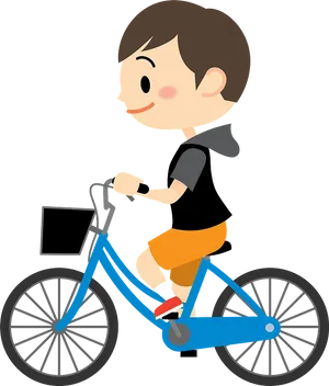 Cartoon Child Riding Bicycle PNG Image