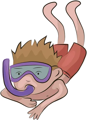 Cartoon Child Snorkeling PNG Image