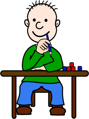 Cartoon Child Thinkingat Desk.png PNG image with transparent background