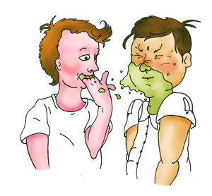 Cartoon Child Vomiting Illustration PNG image with transparent background