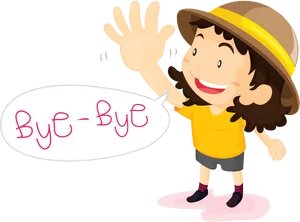 Cartoon Child Waving Goodbye PNG Image