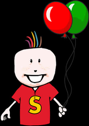 Cartoon Childwith Balloons PNG image with transparent background