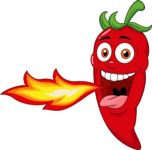 Cartoon Chili Breathing Fire PNG Image