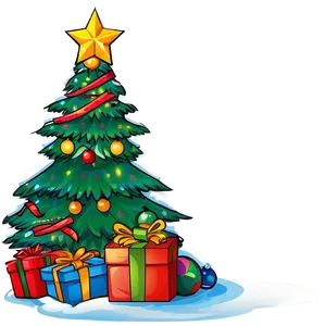 Cartoon Christmas Tree C PNG Image