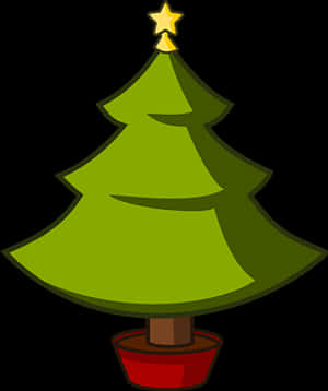 Cartoon Christmas Treewith Star PNG image with transparent background