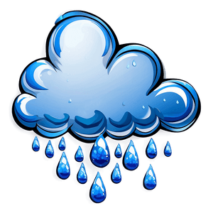 Cartoon Cloud with Raindrops PNG mny PNG