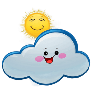 Cartoon Cloud with Sun PNG ayk16 PNG