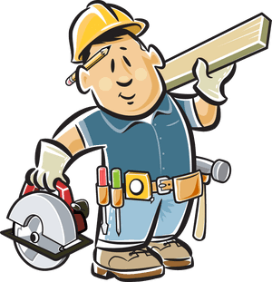 Cartoon Construction Worker Vector PNG with transparent background