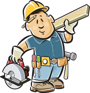 Cartoon Construction Worker Vector PNG Image