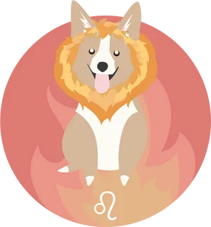 Cartoon Corgi Smiling Circle Background PNG Image