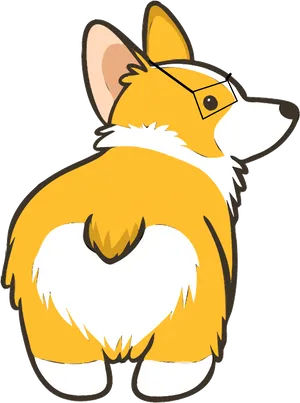 Cartoon Corgi Wearing Glasses PNG Image