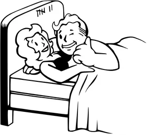 Cartoon Couplein Bed Thumbs Up PNG Image