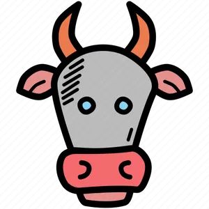 Cartoon Cow Head Icon PNG Image