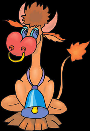 Cartoon Cow Ringing Bell PNG image with transparent background
