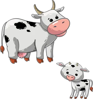 Cartoon Cowand Calf Illustration PNG Image