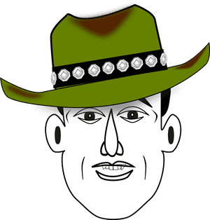 Cartoon Cowboy Hat Man PNG image with transparent background