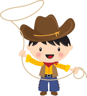Cartoon Cowboy Kidwith Lasso PNG image with transparent background