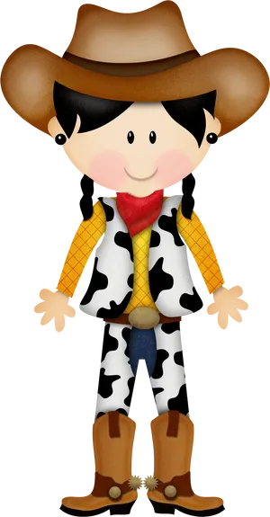 Cartoon Cowgirl Character.png PNG Image