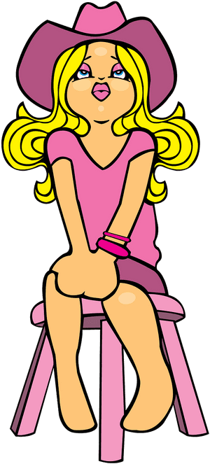 Cartoon Cowgirlin Pink Dressand Hat PNG image with transparent background