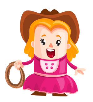 Cartoon Cowgirlwith Lasso PNG image with transparent background
