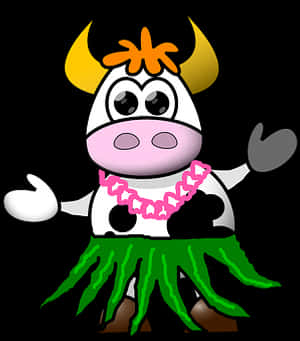 Cartoon Cowin Hula Costume PNG image with transparent background