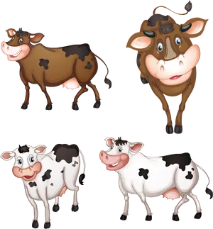 Cartoon Cows Collection PNG Image