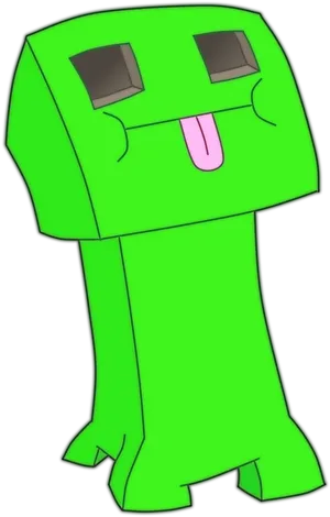 Cartoon Creeper Sticking Out Tongue PNG Image