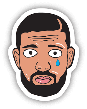 Cartoon Crying Face Sticker PNG with transparent background